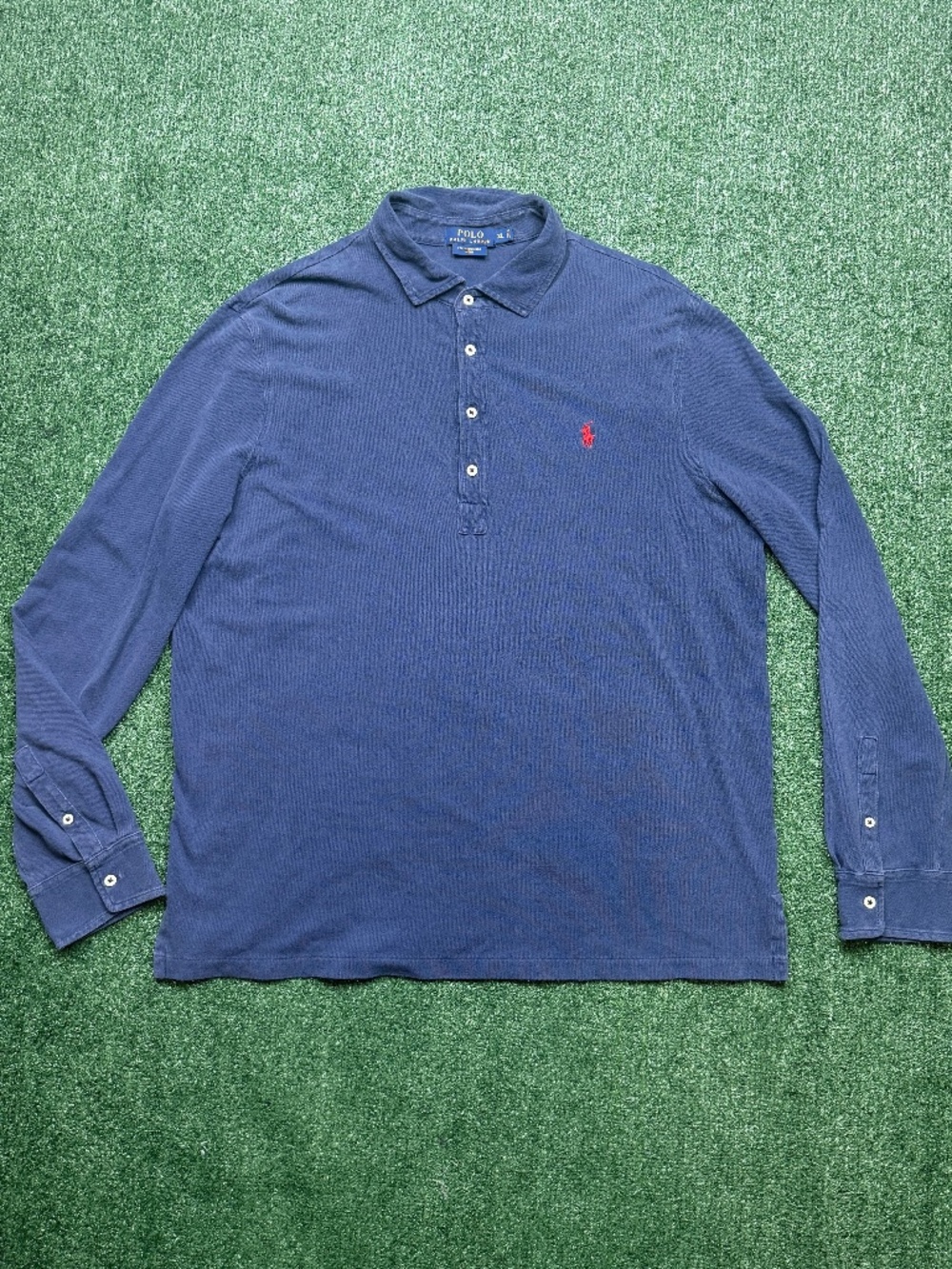 Ralph Lauren Polo Shirt Men's Size XL Blue Long Sleeve Rugby Golf Old Money Pony
